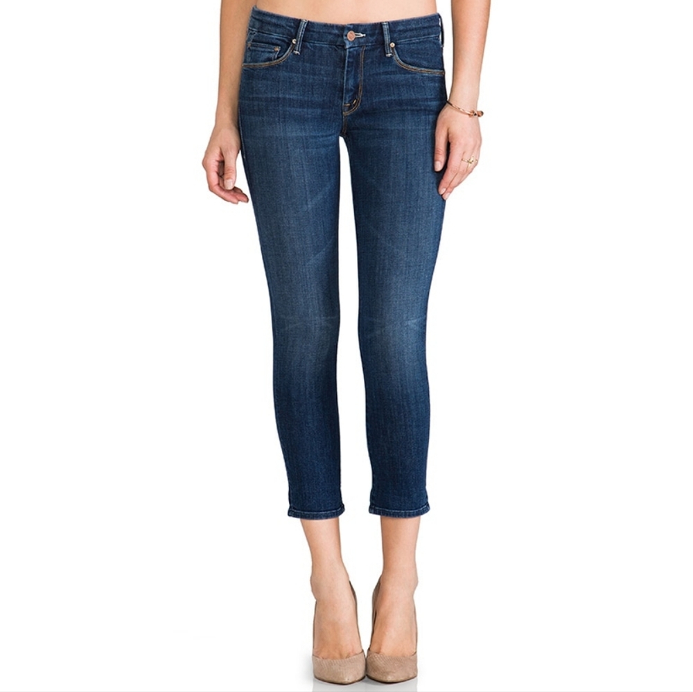 MOTHER The Looker Crop in Flowers From the Storm denim